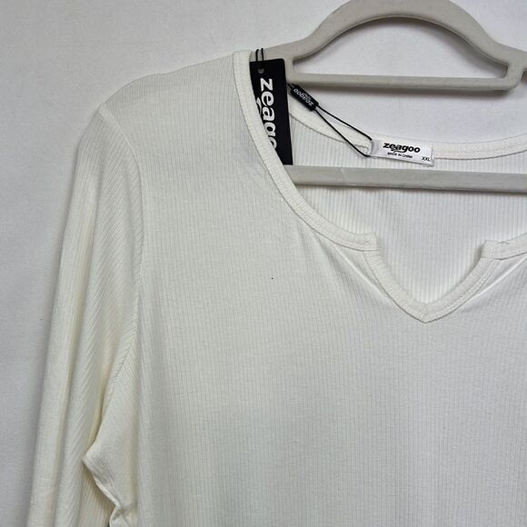 Zeagoo White ribbed long sleeve bodysuit Size XXL NWT - Picture 5 of 11